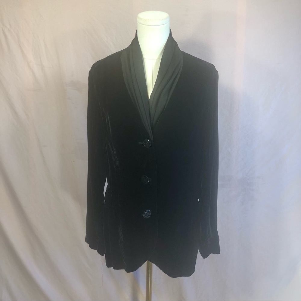 J. Jill Black Velvet Shawl Collar Blazer Size Medium Spring Dressy Jacket
